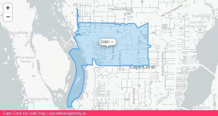Cape Coral City is a small town located Florida, in the South region of the United States, and its official zip code is 33991. Cape Coral city more data from ValidUsapostalcodes | ValidUsapostalcodes