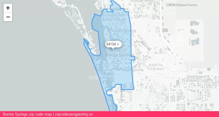 Bonita Springs City is a small town located Florida, in the South region of the United States, and its official zip code is 34134. Bonita Springs city more data from ValidUsapostalcodes | ValidUsapostalcodes