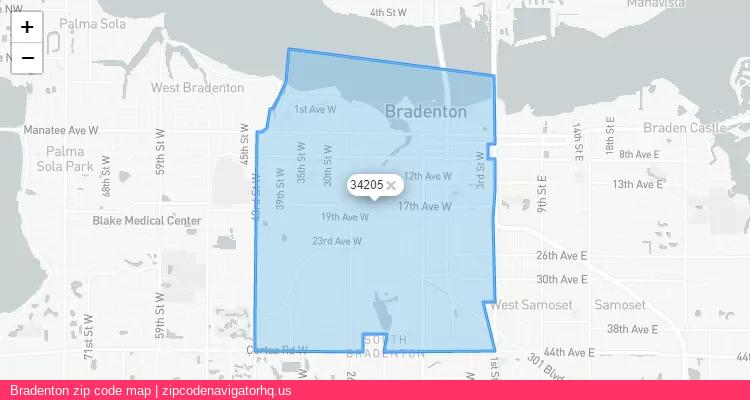 Bradenton City is a small town located Florida, in the South region of the United States, and its official zip code is 34205. Bradenton city more data from ValidUsapostalcodes | ValidUsapostalcodes