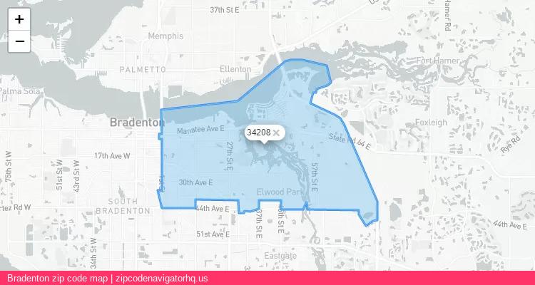 Bradenton City is a small town located Florida, in the South region of the United States, and its official zip code is 34208. Bradenton city more data from ValidUsapostalcodes | ValidUsapostalcodes