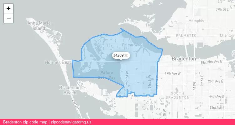 Bradenton City is a small town located Florida, in the South region of the United States, and its official zip code is 34209. Bradenton city more data from ValidUsapostalcodes | ValidUsapostalcodes