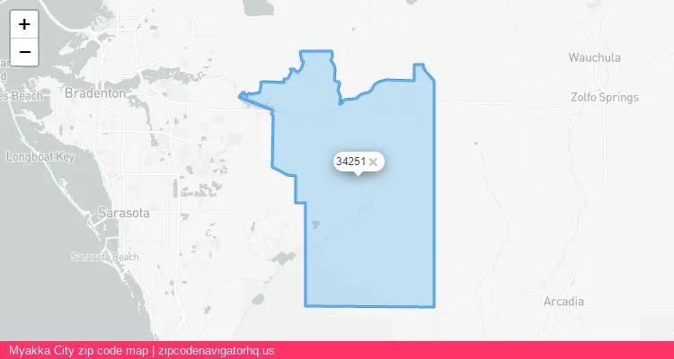 Myakka City City is a small town located Florida, in the South region of the United States, and its official zip code is 34251. Myakka City city more data from ValidUsapostalcodes | ValidUsapostalcodes