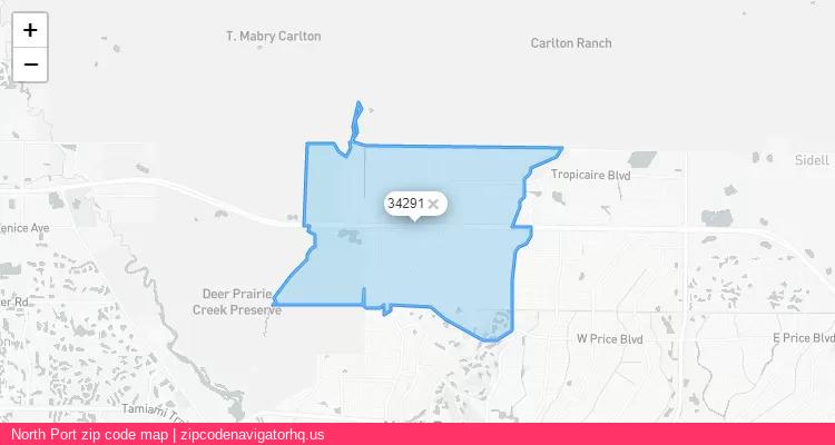 North Port City is a small town located Florida, in the South region of the United States, and its official zip code is 34291. North Port city more data from ValidUsapostalcodes | ValidUsapostalcodes