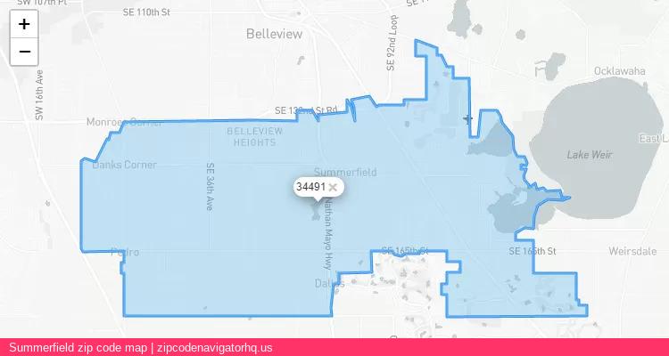 Summerfield City is a small town located Florida, in the South region of the United States, and its official zip code is 34491. Summerfield city more data from ValidUsapostalcodes | ValidUsapostalcodes