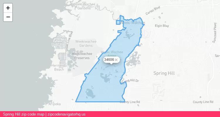 Spring Hill City is a small town located Florida, in the South region of the United States, and its official zip code is 34606. Spring Hill city more data from ValidUsapostalcodes | ValidUsapostalcodes