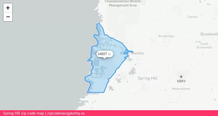 Spring Hill City is a small town located Florida, in the South region of the United States, and its official zip code is 34607. Spring Hill city more data from ValidUsapostalcodes | ValidUsapostalcodes