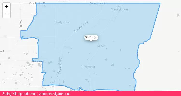 Spring Hill City is a small town located Florida, in the South region of the United States, and its official zip code is 34610. Spring Hill city more data from ValidUsapostalcodes | ValidUsapostalcodes