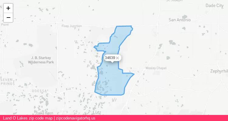 Land O Lakes City is a small town located Florida, in the South region of the United States, and its official zip code is 34639. Land O Lakes city more data from ValidUsapostalcodes | ValidUsapostalcodes