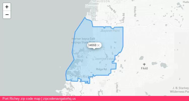Port Richey City is a small town located Florida, in the South region of the United States, and its official zip code is 34668. Port Richey city more data from ValidUsapostalcodes | ValidUsapostalcodes