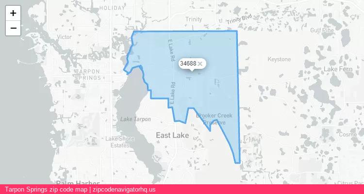 Tarpon Springs City is a small town located Florida, in the South region of the United States, and its official zip code is 34688. Tarpon Springs city more data from ValidUsapostalcodes | ValidUsapostalcodes