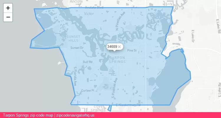 Tarpon Springs City is a small town located Florida, in the South region of the United States, and its official zip code is 34689. Tarpon Springs city more data from ValidUsapostalcodes | ValidUsapostalcodes