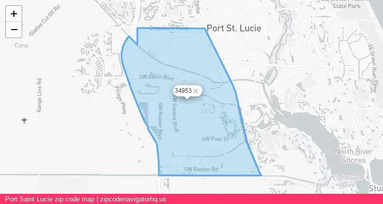 Port Saint Lucie City is a small town located Florida, in the South region of the United States, and its official zip code is 34953. Port Saint Lucie city more data from ValidUsapostalcodes | ValidUsapostalcodes